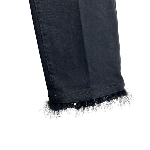 Cambio Jeans Womens 4 Black Flare paris easy kick feather Sequin hem NEW Denim - Picture 4 of 13